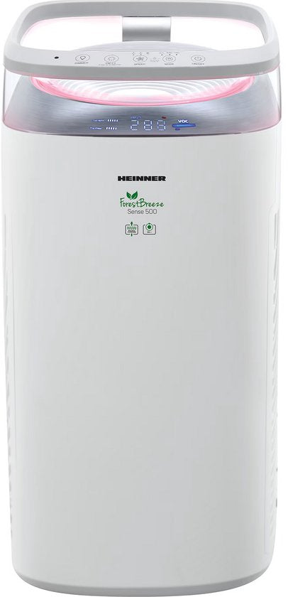 Heinner Luchtreiniger – 35 W – CADR 500 m³/u – Geschikt voor 35–60 m² – HEPA 13-filter – Ionisator – Auto  Silent Mode – 3 Snelheden – Wit/Zilver