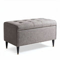 Ottomane met opbergruimte grijs stof 100 x 40 x 45cm met zwarte poten