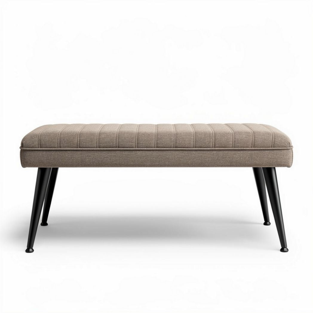 Housse de canapé grijs stof 120 x 60 x 45 cm met zwarte metalen poten