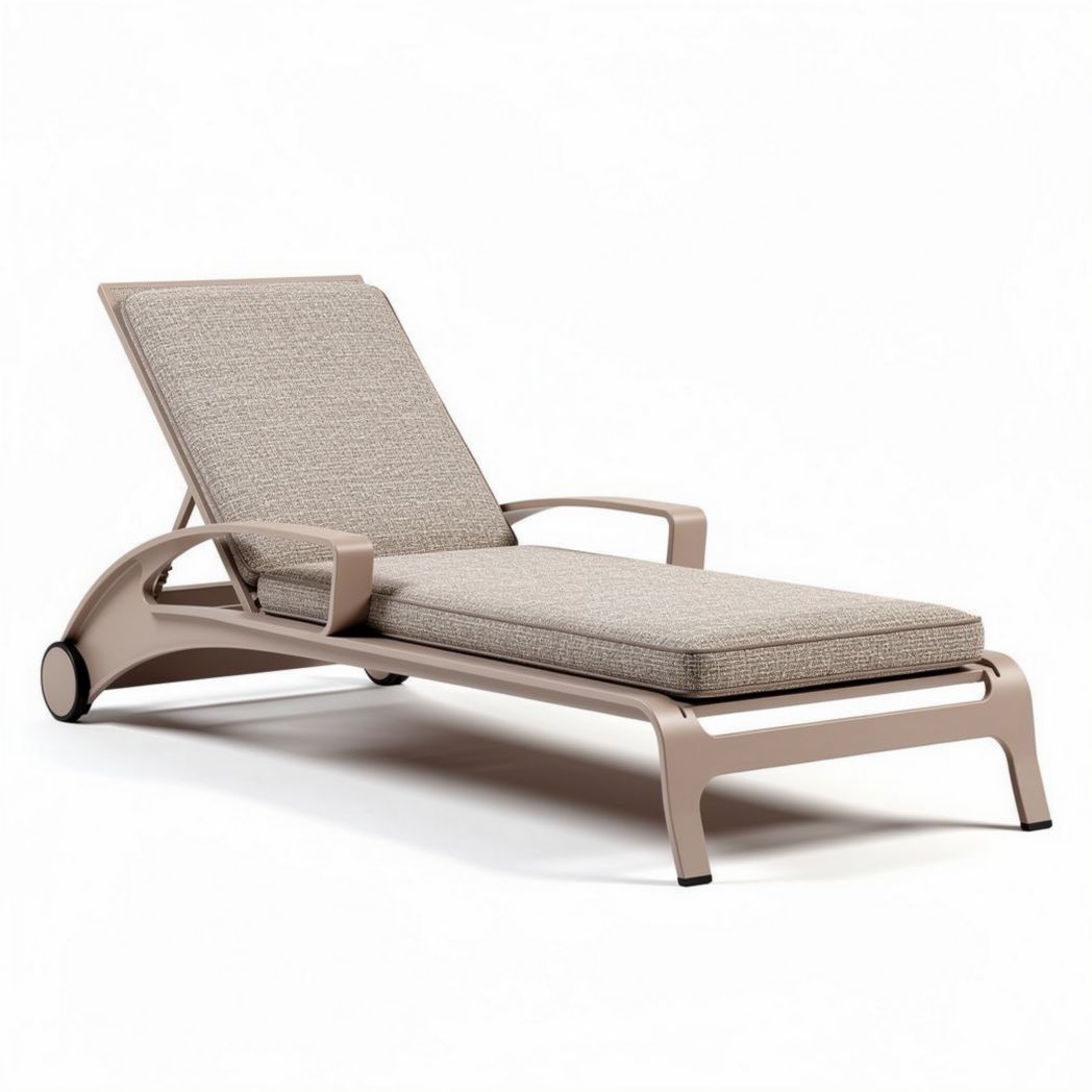 Ligstoel met verstelbare rugleuning van kunststof in beige 200 x 70 x 40cm
