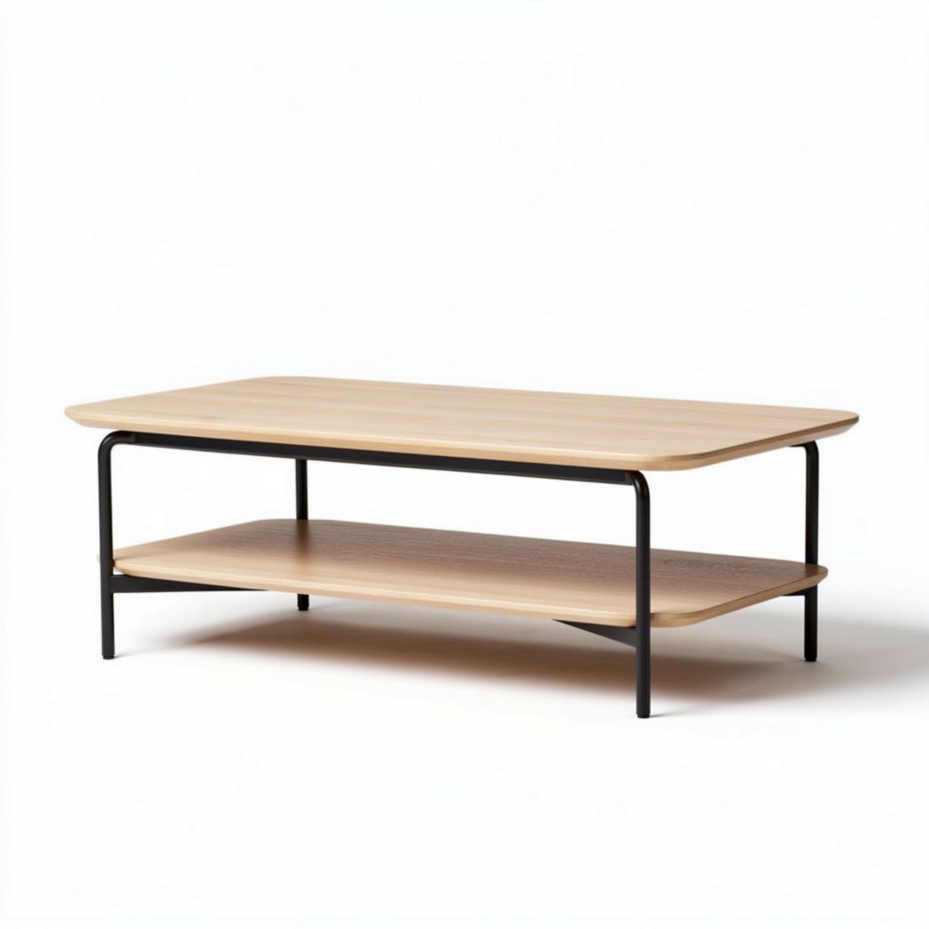 Lichtgewicht salontafel van hout met metalen frame 120 x 60 x 40cm