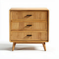 Houten dressoir met drie lades en rotanfronten afmetingen 80 x 40 x 80cm
