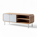 Houten tv-meubel met witte deuren 150 x 45 x 60cm moderne stijl
