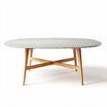 Marmeren eettafel met houten poten 160 x 80 x 75cm
