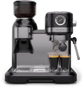 Klarstein Koffiemachine Bella Café portafiltermachine Met Maalwerk – 19 Bar, 1.550 W, 1,4-l-Watertank, Ingebouwd Kegelmaalwerk, Melkopschuimer, 2 Tasseninzetten, Thermo-blok, Zwart - Espressomachine,4L - voor Keuken - LED(Zwart)