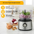 Linea Tegno Food Processor PRO-FP8001 - 5-in-1 RVS keukenmachine: blender, hakmolen, groentesnijder, citruspers en mixer in één. Voor groenten, fruit, noten, soepen, deegsoorten. 2,3L kom - Sinaasappels persen. 2,7L blender voor smoothies  shakes