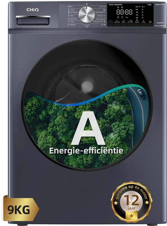chiq CHiQ CFL90-14586IM3XA - Wasmachine - 9 KG - Space Pro - 16 programma's - AI Smart - Stoomwassen  Quick Wash - 12 jaar garantie op motor - Energieklasse A