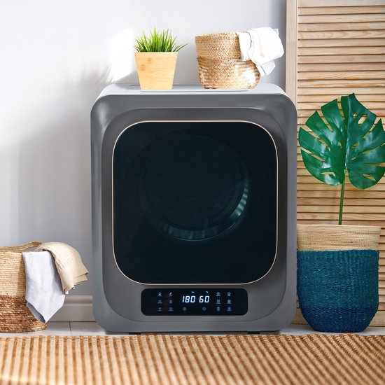 Zubaliya Afvoerdroger - Wanddroogkast met UV Sterilisatie en 6 Programma's - 3 kg Capaciteit - Grijs